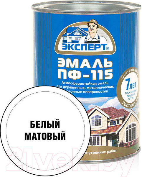 Изображение товара Эмаль Эксперт ПФ-115М Матовый (800г, белый)