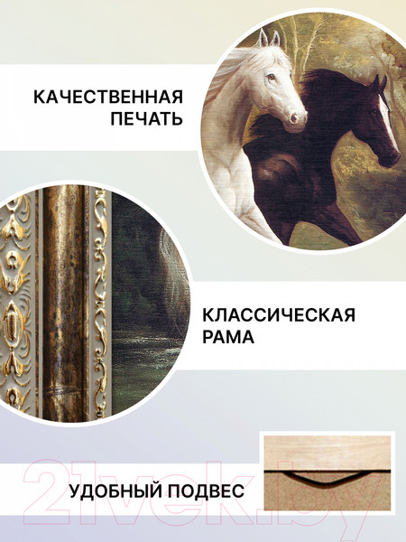 Изображение товара Картина Декарт Белая и черная лошади 8Л2459 (в раме)