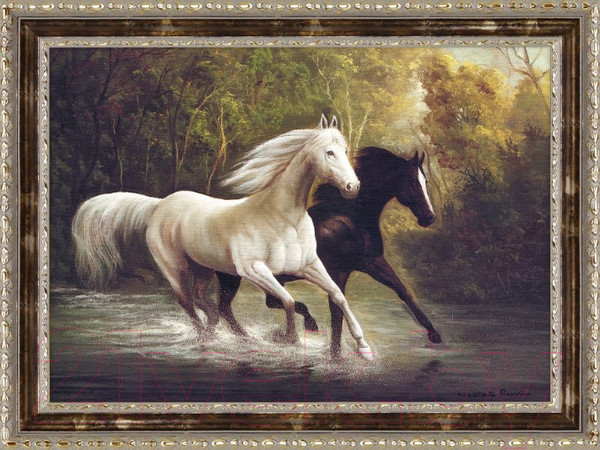 Изображение товара Картина Декарт Белая и черная лошади 8Л2459 (в раме)