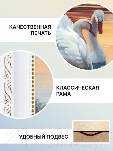 Изображение товара Картина Декарт Белые лебеди на пруду 8Л3462 (в раме)