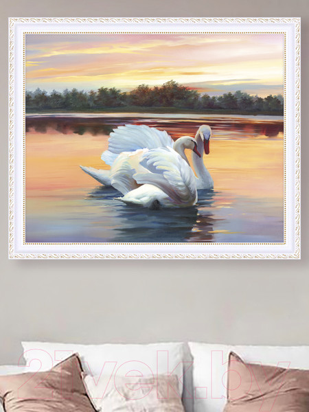 Изображение товара Картина Декарт Белые лебеди на пруду 8Л3462 (в раме)