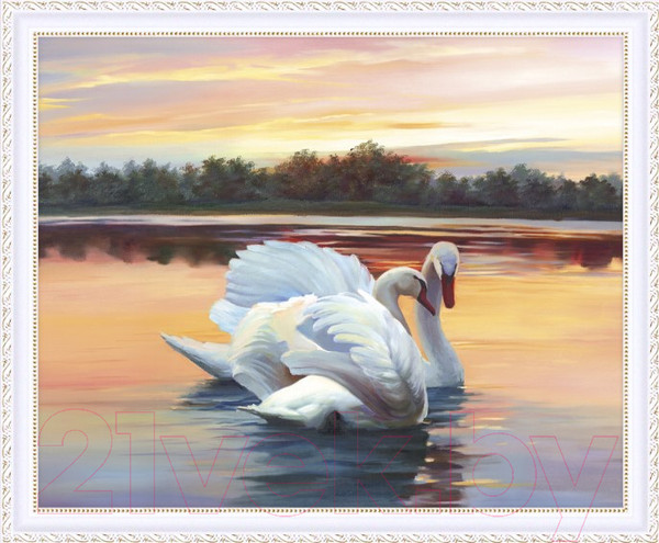 Изображение товара Картина Декарт Белые лебеди на пруду 8Л3462 (в раме)