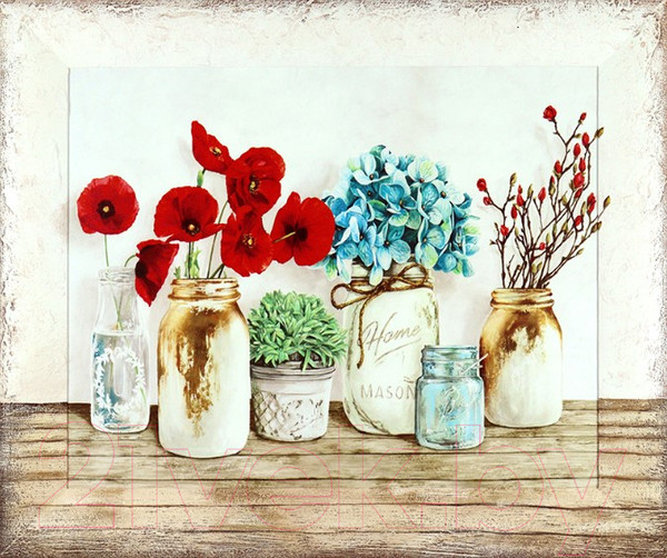 Изображение товара Картина Декарт Вазы красными цветами 8Л0862 (в раме)