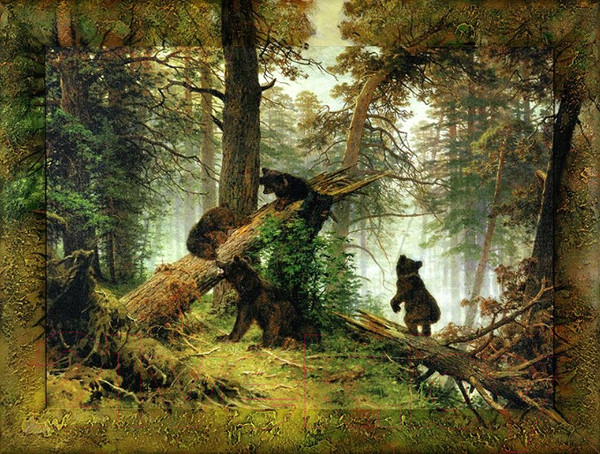 Изображение товара Картина Декарт Утро в сосновом бору Шишкин 8Л3039 (в раме)