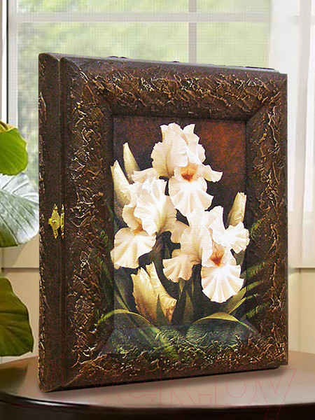 Изображение товара Ключница настенная Декарт Букет белых ирисов 8Л0244