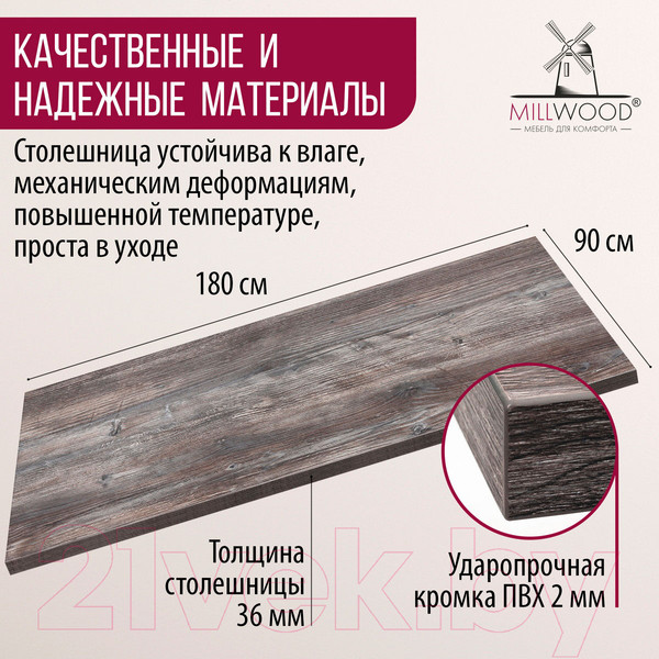 Изображение товара Столешница для стола Millwood 180x90 (сосна пасадена)