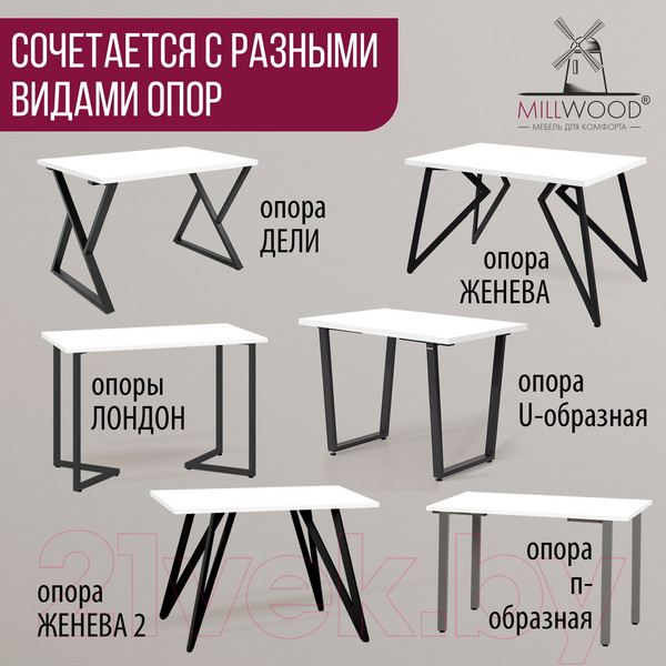 Изображение товара Столешница для стола Millwood 200x100 (белый)