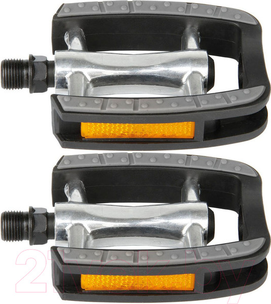 Изображение товара Комплект педалей для велосипеда M-Wave Steady C с противоскользящей накладкой / 5-311040 (серебристый/черный)