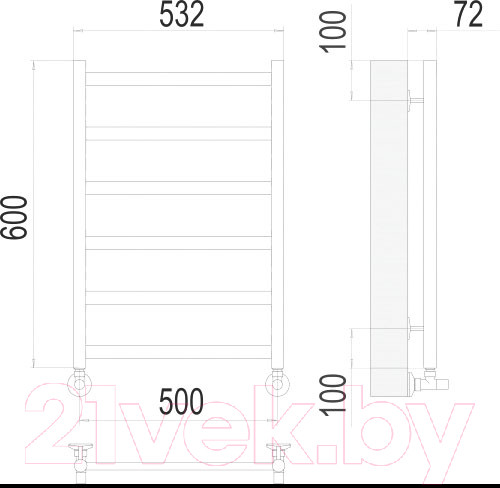 Изображение товара Полотенцесушитель водяной Terminus Аврора П6 500x600 (золото)