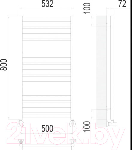 Изображение товара Полотенцесушитель водяной Terminus Аврора П16 500x800 (золото матовое)