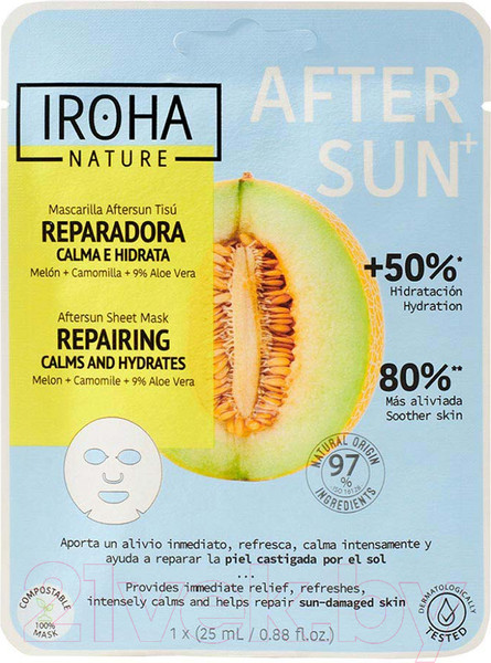 Изображение товара Маска для лица тканевая Iroha Nature Aftersun Sheet Mask Repairing Calms and Hydra (25мл)