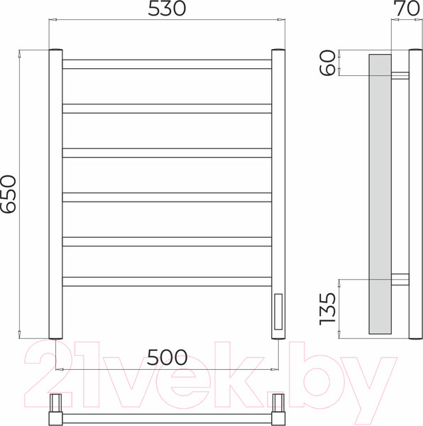 Изображение товара Полотенцесушитель электрический Terminus Ватикан П6 500x650 (quick touch)