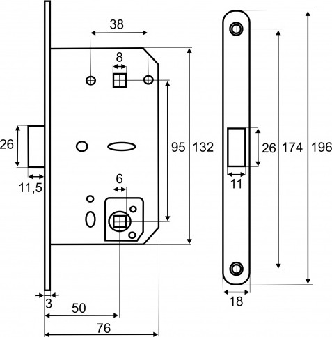 Изображение товара Защелка врезная Vettore WC 410 B-S Magnet GR (графит)
