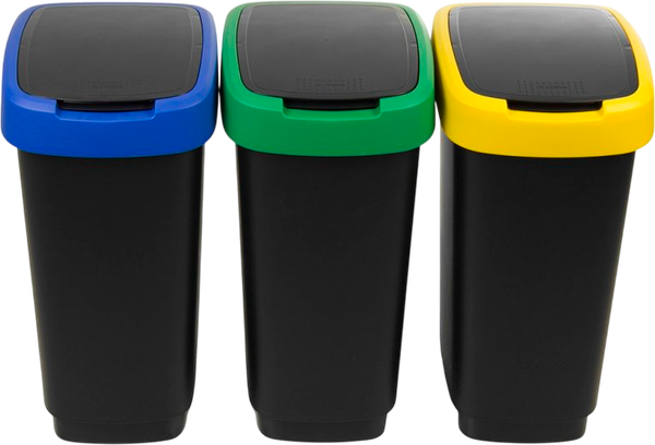 Изображение товара Набор мусорных ведер Rotho Twist / 1045899999 (25л, небесный/золотистый/зеленый)