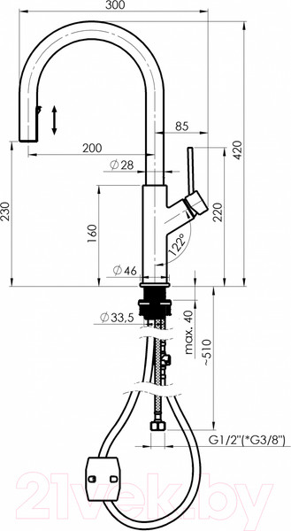 Изображение товара Смеситель Rubineta Bona-33 PO / BO33008