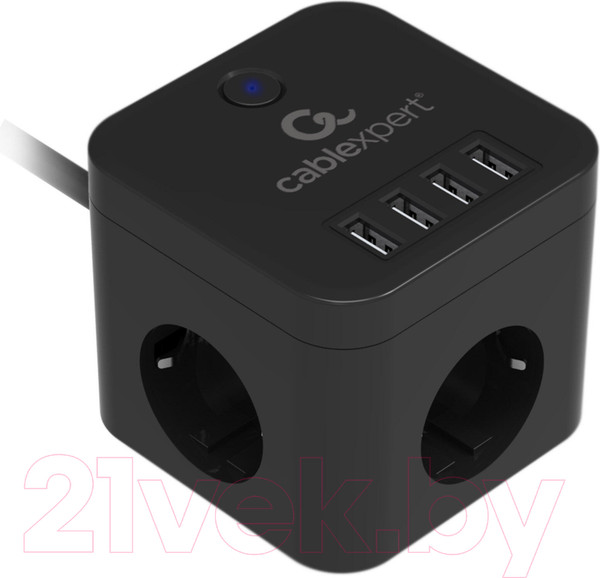 Изображение товара Сетевой фильтр Cablexpert CUBE-3-U4-B-1.5