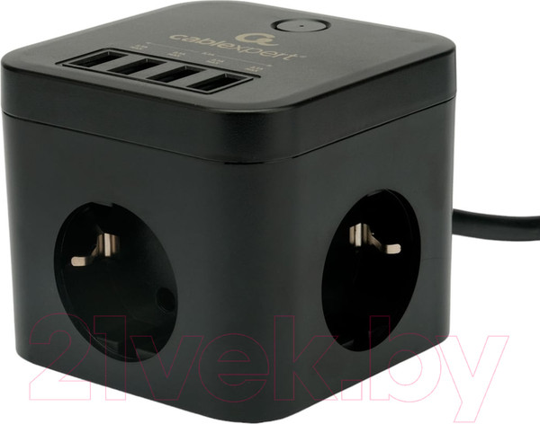 Изображение товара Сетевой фильтр Cablexpert CUBE-3-U4-B-1.5