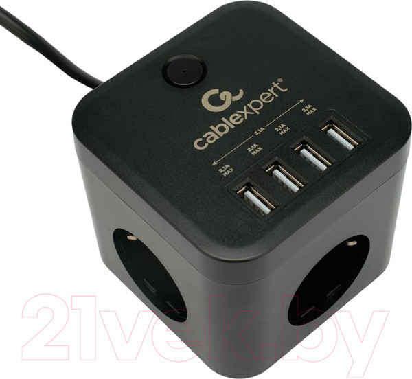 Изображение товара Сетевой фильтр Cablexpert CUBE-3-U4-B-1.5
