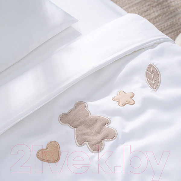 Изображение товара Комплект постельный для малышей Perina Teddy Sateen Collection / ТДСК6-01.3 (белый)