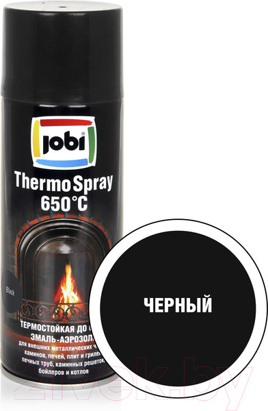 Изображение товара Эмаль Jobi Аэрозольная термостойкая 650С (520мл, черный)
