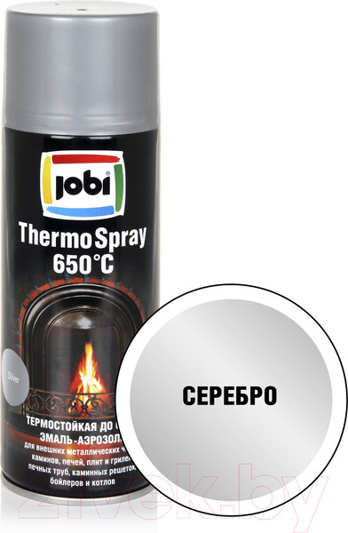 Изображение товара Эмаль Jobi Аэрозольная термостойкая 650С (520мл, серебро)