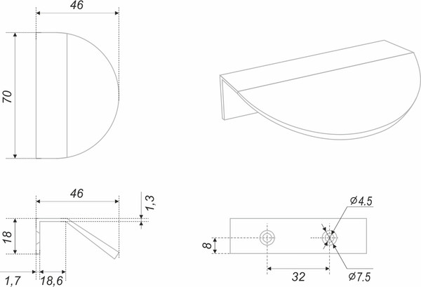 Изображение товара Ручка для мебели Boyard RT012W.1/32