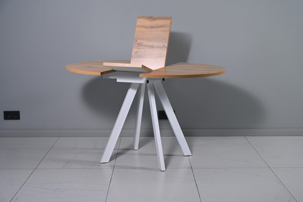 Изображение товара Обеденный стол Мир стульев Саен 27 100x100/30 (дуб вотан 2052/белый муар)