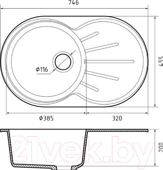 Изображение товара Мойка кухонная GranFest GF-R750L (кашемир)