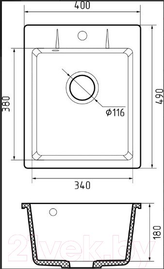 Изображение товара Мойка кухонная GranFest Quarz GF-UR-240 (белый)