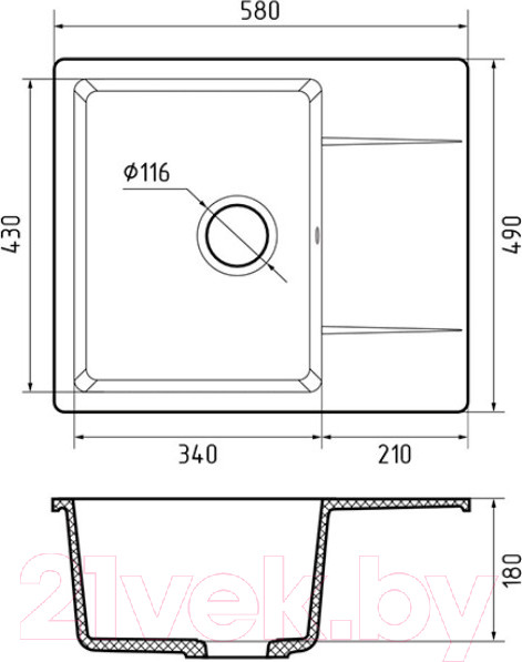 Изображение товара Мойка кухонная GranFest Quarz GF-UR-258L (черный)