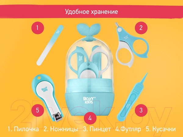 Изображение товара Маникюрный набор детский ROXY-KIDS Листик / RPS-003-B (голубой/белый)