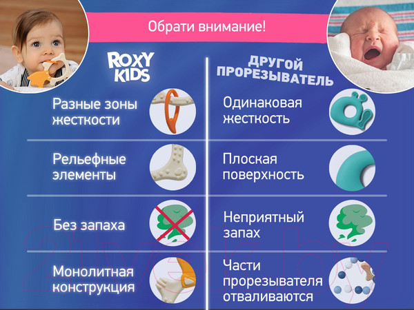 Изображение товара Набор прорезывателей для зубов ROXY-KIDS Bunny / RFM-002 (зеленый/бежевый/сиреневый)