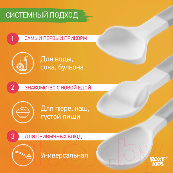 Изображение товара Набор столовых ложек для кормления Roxy-Kids Bunny Cook / RFD-020-GR (серый)