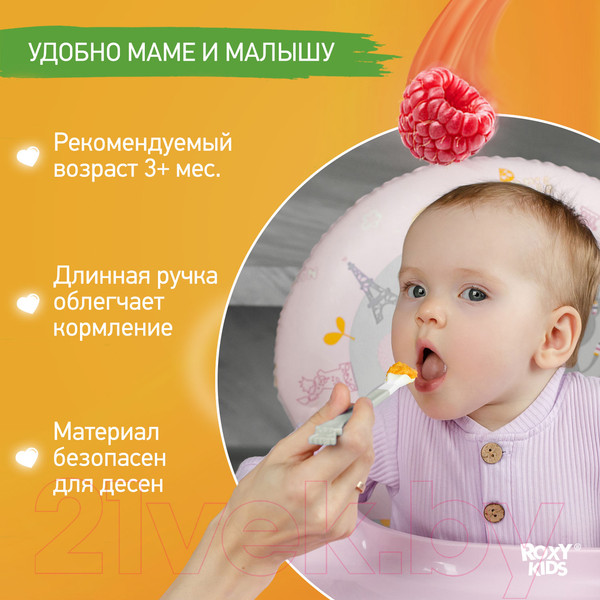 Изображение товара Набор столовых ложек для кормления Roxy-Kids Bunny Cook / RFD-020-GR (серый)