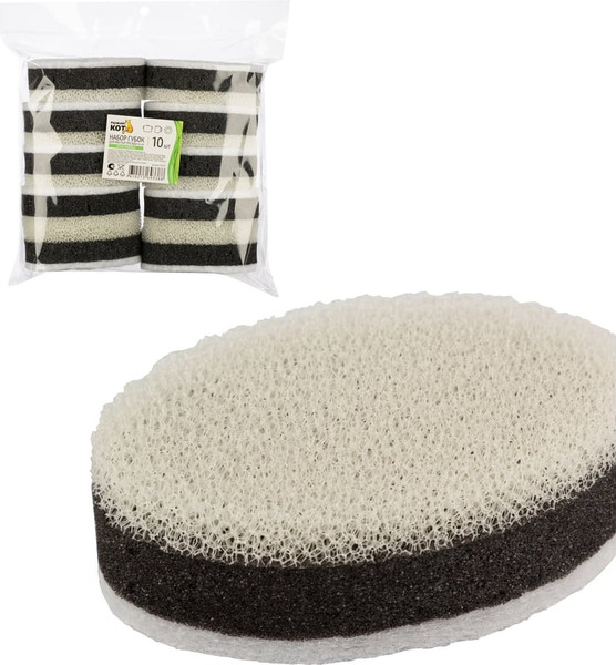 Изображение товара Набор губок для мытья посуды Рыжий кот KS-09 / 107572 (10шт, белый/черный)