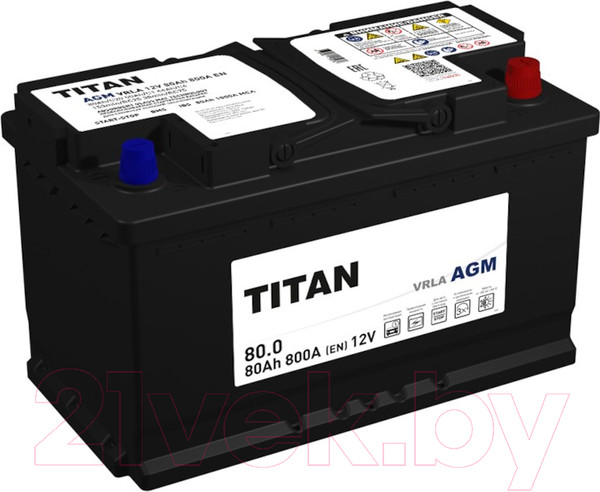 Изображение товара Автомобильный аккумулятор TITAN AGM L4 800A R+ (80 А/ч)