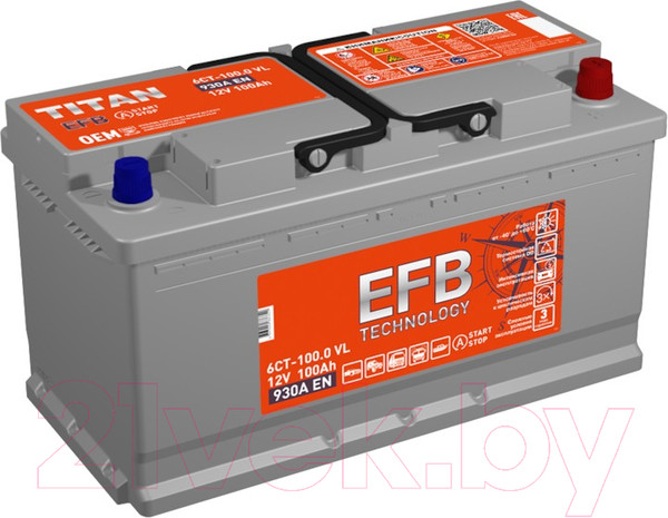 Изображение товара Автомобильный аккумулятор TITAN EFB L5 930A R+ (100 А/ч)