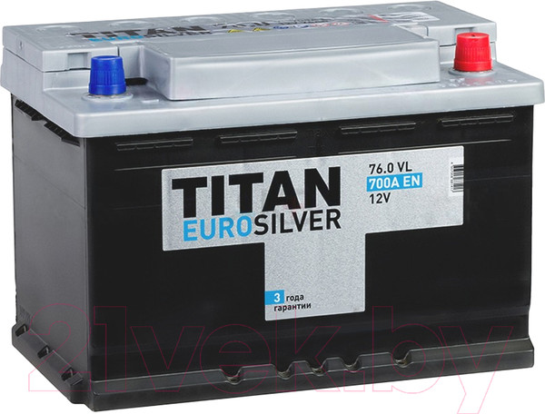 Изображение товара Автомобильный аккумулятор TITAN EuroSilver L3 700A R+ (76 А/ч)