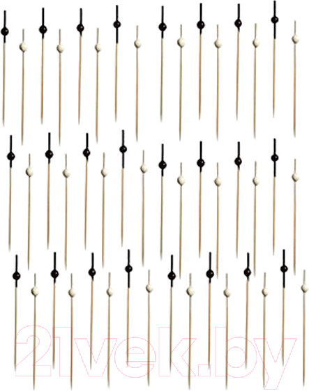 Изображение товара Набор одноразовых шпажек Паксервис Шарики 100мм бамбук / 287399 (200шт, черный/белый)