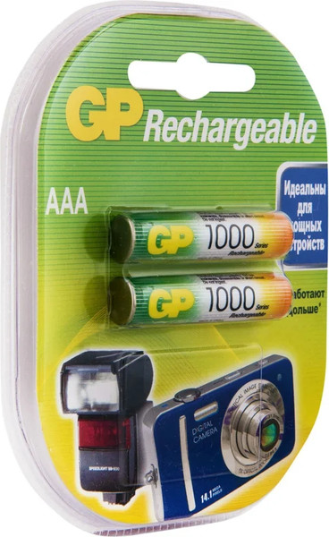 Изображение товара Комплект аккумуляторов GP Batteries 100AAAHC AAA NiMH 1000mAh / 100AAAHC-2DECRC2 (2шт)