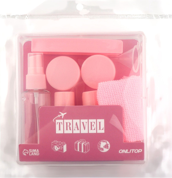 Изображение товара Набор флаконов для косметики Onlytop 7583963 (прозрачный/розовый)