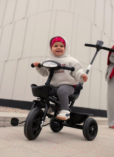 Изображение товара Трехколесный велосипед с ручкой Amarobaby Legend / AB22-36LG/09 (черный)