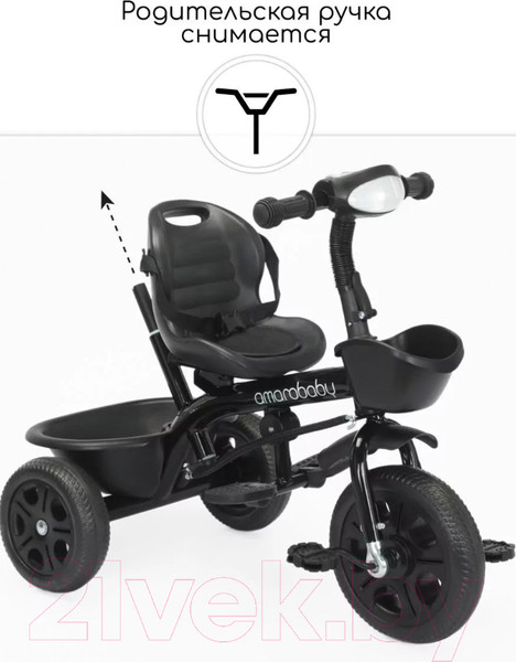 Изображение товара Трехколесный велосипед с ручкой Amarobaby Legend / AB22-36LG/09 (черный)