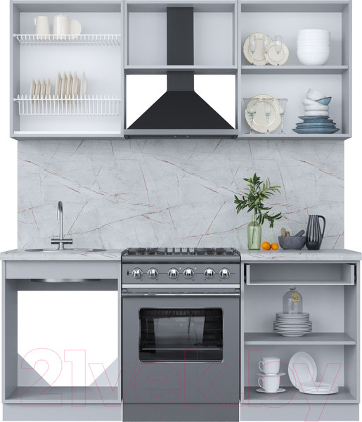 Изображение товара Кухонный гарнитур Интерлиния Мила Пластик 1.8 А (дуб эпоксид/антрацит/серый каспий)