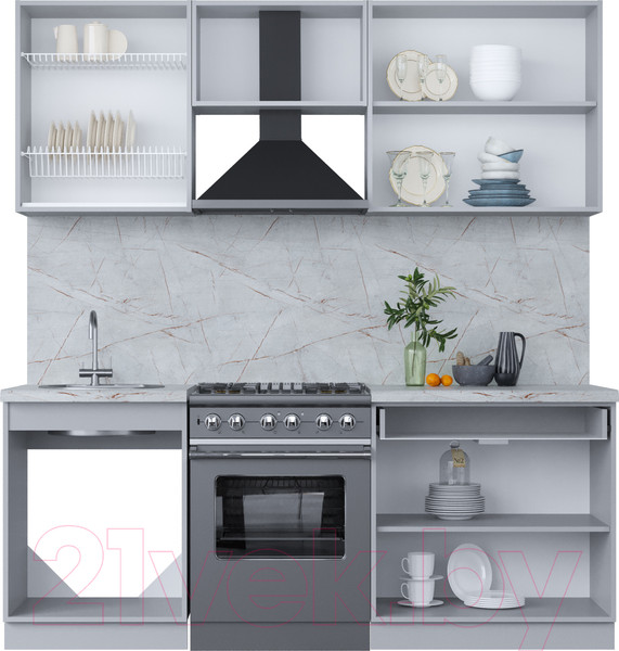 Изображение товара Кухонный гарнитур Интерлиния Мила Пластик 2.0 А (дуб эпоксид/черный/кастилло темный)