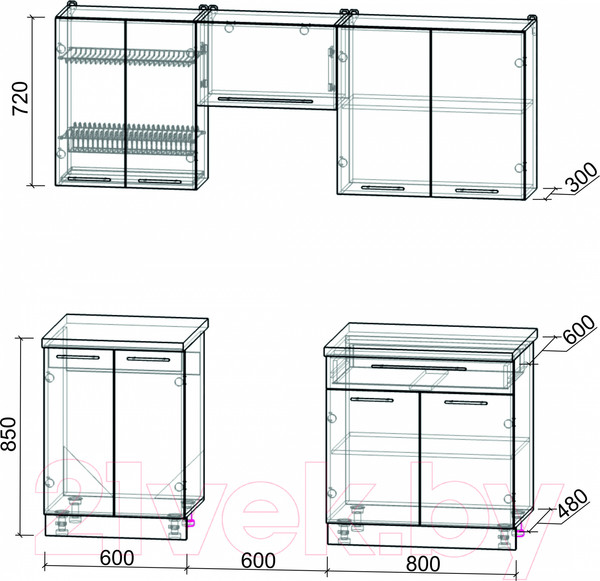 Изображение товара Кухонный гарнитур Интерлиния Мила Пластик 2.0 А (дуб эпоксид/черный/кастилло темный)