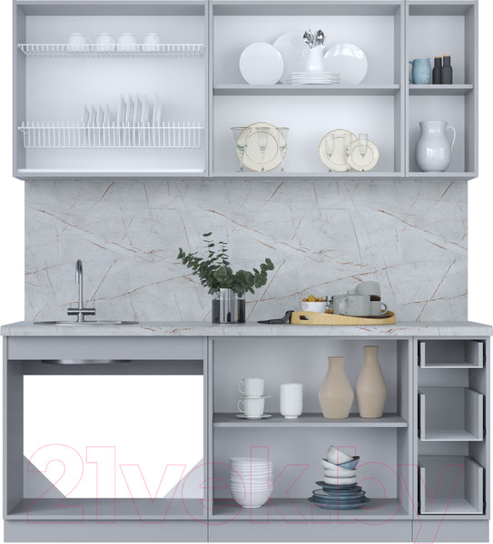 Изображение товара Кухонный гарнитур Интерлиния Мила Пластик 1.9 Б (дуб эпоксид/антрацит/серый каспий)