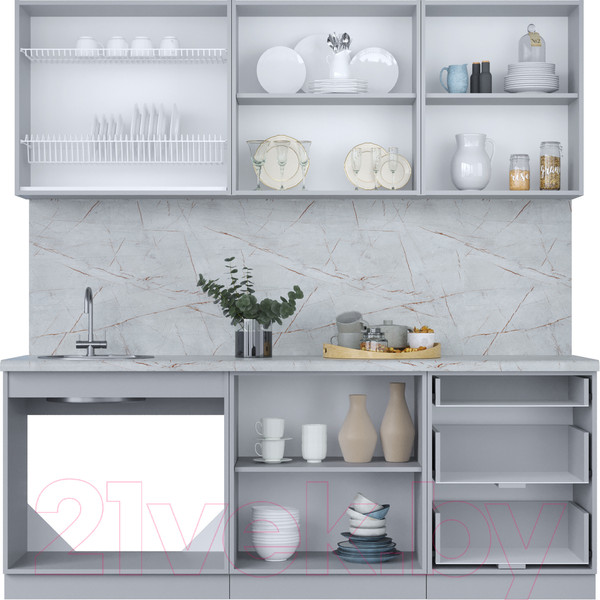 Изображение товара Кухонный гарнитур Интерлиния Мила Пластик 2.1 Б (дуб эпоксид/черный/кастилло темный)