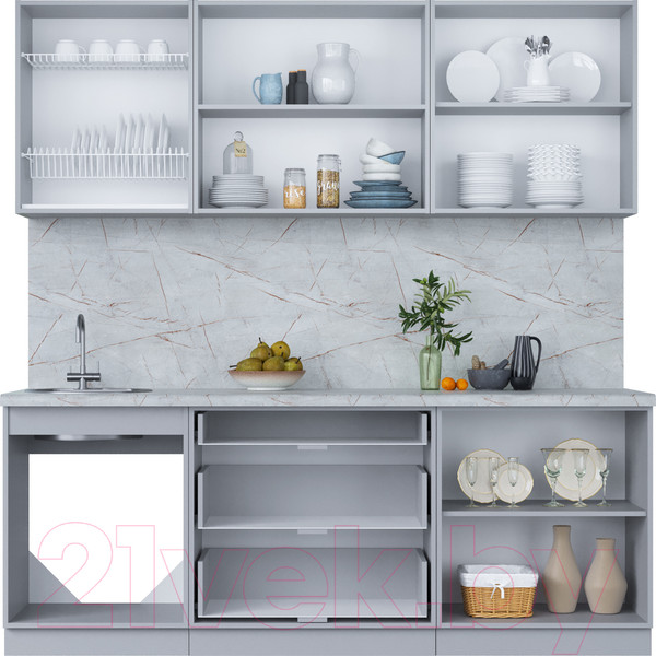 Изображение товара Кухонный гарнитур Интерлиния Мила Пластик 2.1 В (дуб эпоксид/черный/кастилло темный)