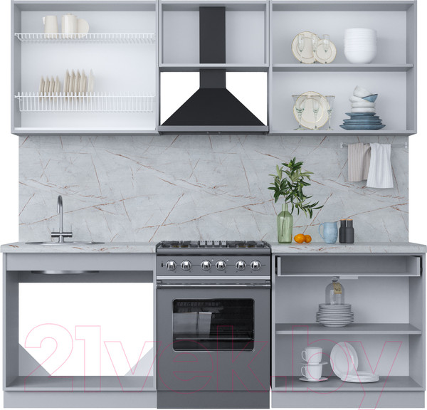 Изображение товара Кухонный гарнитур Интерлиния Мила Пластик 2.2 А (дуб эпоксид/антрацит/серый каспий)